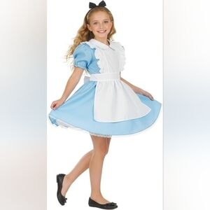 Fun Shack Alice In Wonderland Costume Girls Blue and White Kids Costume Dress M